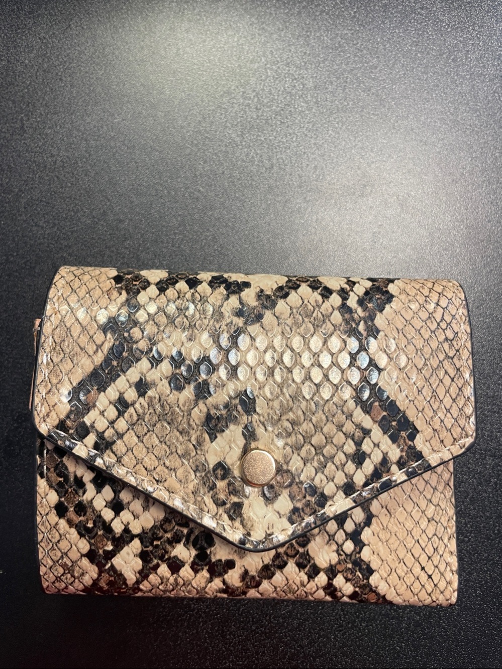 a new day Snake-Print Envelope Wallet - Beige & Black